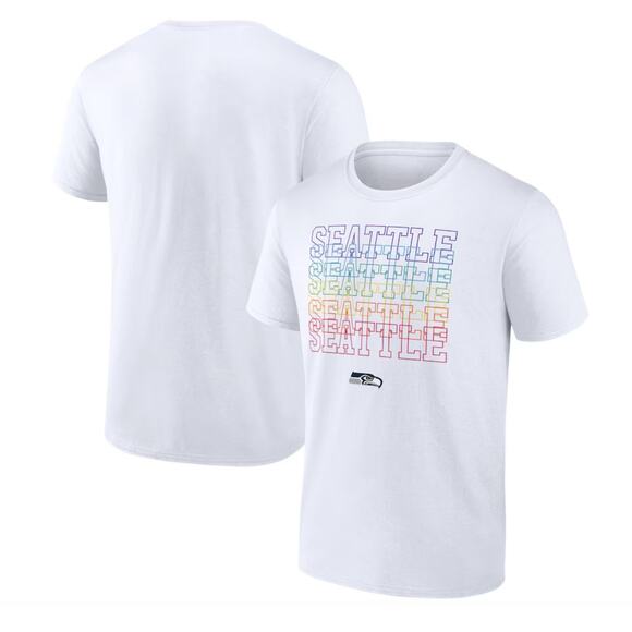 Seattle Seahawks L NEW Mens White City Pride Logo T-Shirt Short Sleeves - Picture 1 of 12